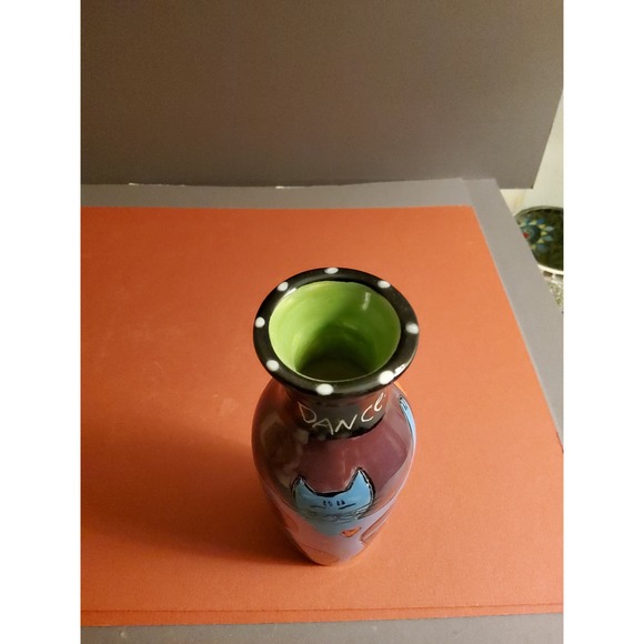 Happy Cat Dance Hand Painted Vintage Bud Vase - Picture 2 of 4